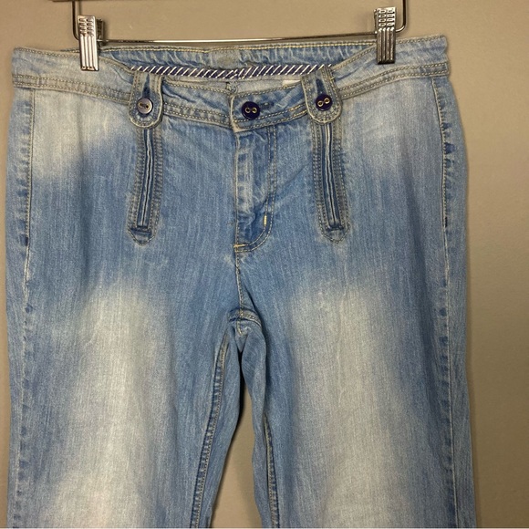 Beverly Hill Polo Club faded wide leg flare jeans size 10 Y2K blue - Picture 6 of 9